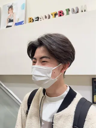 メンズ レイヤー/グレージュ メンズパーマのヘアスタイル