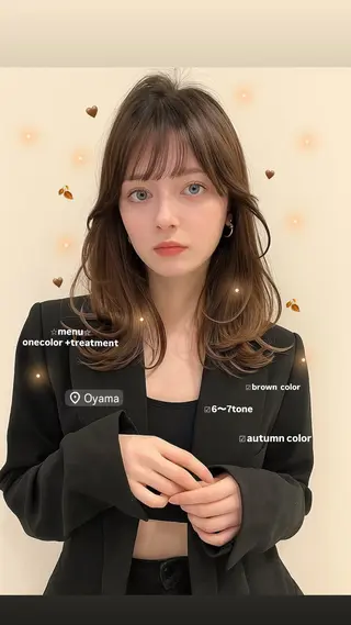 セミロング カラー 平山 紗有のヘアスタイル