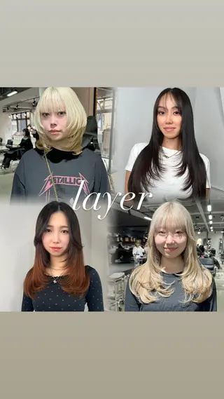 セミロング 艶髪カラー/レイヤ ー支持No.1renのヘアスタイル