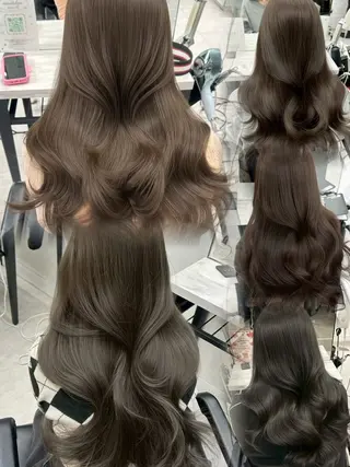 ロング カラー 透明感カラー✨🩵 韓国ヘアkanatoのヘアスタイル