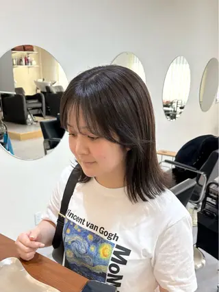 ミディアム カラー ハル🌸柔色/ ブリーチなし/艶髪のヘアスタイル