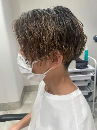 ショート カラー パーマ ヘアアレンジ メンズ パーソナルカラー合わ せたカラー🤍なつみのヘアスタイル
