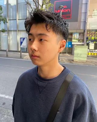 パーマ メンズ スパイキーパーマ 柏NO1 藤本葉のヘアスタイル