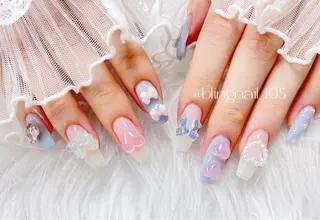 ネイル 23時まで❤︎韓国、 ワンホンネイルのネイルデザイン