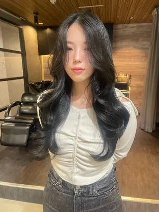 ロング Wカラー/レイヤーカ ット/韓国/デザインのヘアスタイル