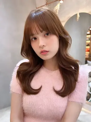 セミロング ハッシュカット/韓国 レイヤー/カハナのヘアスタイル