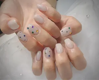 ネイル I-nailロング /ワンホン/キラキラのネイルデザイン
