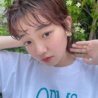 ショート パーマ 暖色/くびれヘア/ Misakiのヘアスタイル