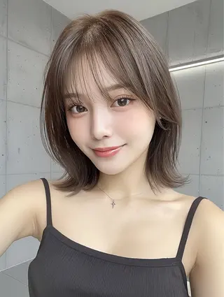 ショート カラー ボブ/透明感ベージュ 🫧クルミ🌟のヘアスタイル