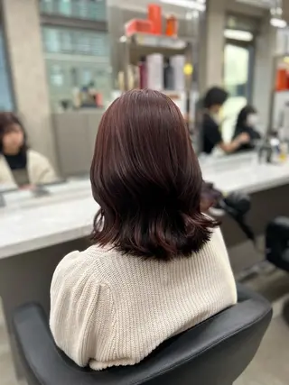 ミディアム カラー パーマ ヘアアレンジ メンズ キッズ ブリーチなしカラー/ ブラウン/レイヤーのヘアスタイル