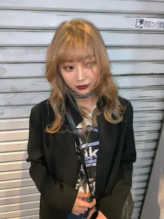 セミロング カラー ピンクベージュ/新潟 万代/高橋桃葉🍑のヘアスタイル