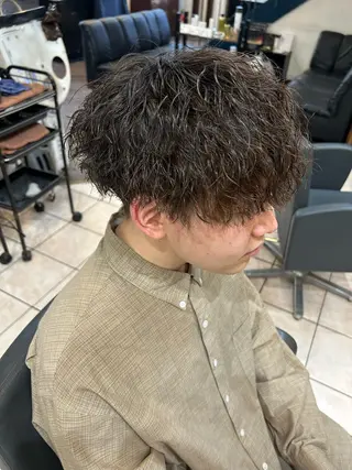 ミディアム パーマ メンズ 大阪/梅田/シャドウ パーマ/ノボリユウタのヘアスタイル
