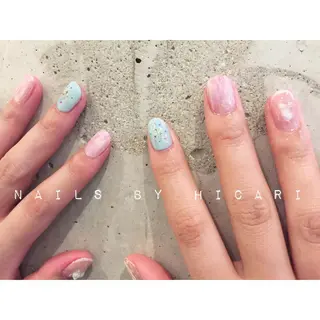 ショート カラー ネイル マツエク・マツパ illum hicariのネイルデザイン