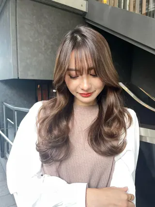 ロング カラー 艶カラー/髪質改善 顔まわり/内藤　輝のヘアスタイル