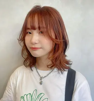 カラー 博多ブリーチ× 透明感/縮毛矯正のヘアスタイル