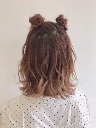 ミディアム カラー ヘアアレンジ 店長/mao/ 前髪/顔周りカットのヘアスタイル