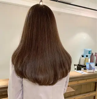 セミロング カラー 透明感/オリーブ/ グレージュ/YUKAのヘアスタイル