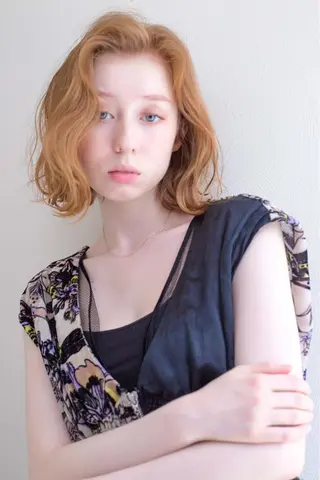 ミディアム カラー 山崎/ボブ縮毛矯正 レイヤー髪質改善のヘアスタイル