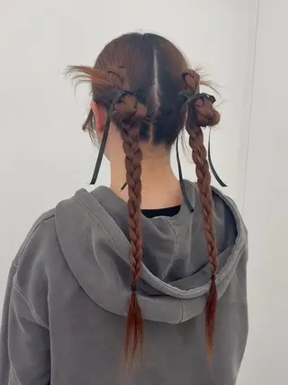 ヘアアレンジ 韓国ヘア/レイヤー/ 顔まわり足立遥奈のヘアスタイル