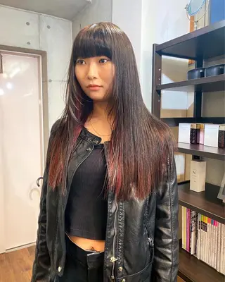 ロング カラー パーマ、髪質改善 菊地美月のヘアスタイル