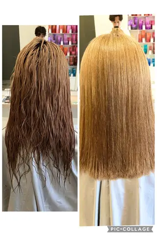 セミロング パーマ ツヤ髪🌕縮毛矯正 長谷川勇人のヘアスタイル