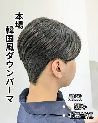 ミディアム パーマ メンズ 艶髪韓国ヘア🇰🇷 韓国風メンズカット のヘアスタイル