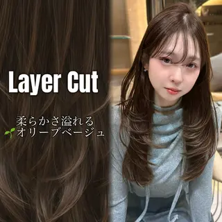 ロング ボブ・レイヤー 田中 励也のヘアスタイル