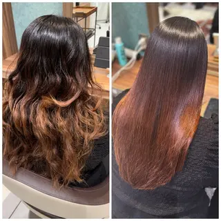 ロング パーマ ツヤ髪縮毛矯正💫/ ハイトーン/あゆみのヘアスタイル