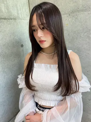 ロング パーマ 福岡縮毛矯正✨️ ストレート 向井和輝のヘアスタイル