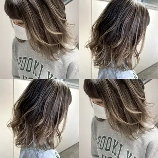 ミディアム 松井那津子 /ハイライトブリーチのヘアスタイル