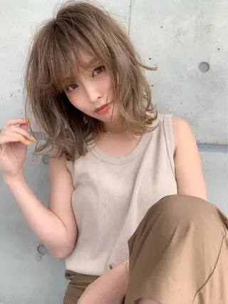 ミディアム カラー パーマ 【赤み消しカラー】 中野浩太のヘアスタイル