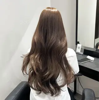 ロング カラー パーマ ブリーチなしカラー/ ブラウン/レイヤーのヘアスタイル