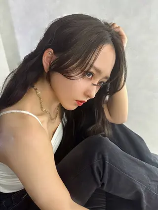 セミロング カラー 映える顔周りカット ♥️韓国ヘア"ちぇるのヘアスタイル