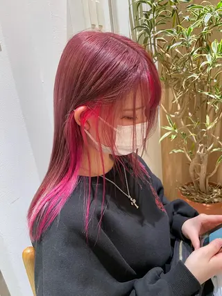 セミロング カラー レイヤー/ハッシュ 渋谷/サッタのヘアスタイル