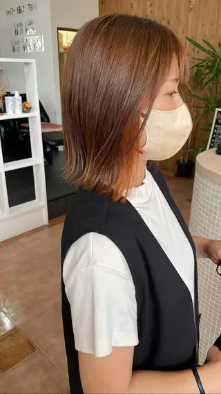 ミディアム カラー 川元 汐音のヘアスタイル