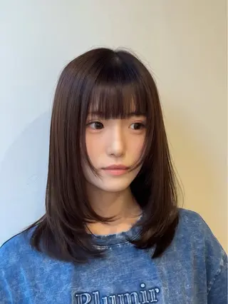 セミロング カラー SALOWIN新宿三丁目【サロウィン】所属・レイヤー🔶髪質改善 🔶透明感カラー青木のヘアスタイル