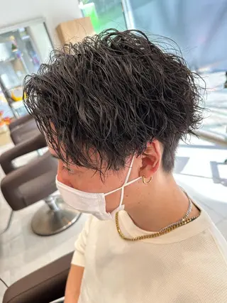 ミディアム パーマ メンズ 💈メンズ特化 美容師サキ💈のヘアスタイル