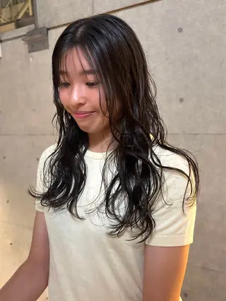 ロング パーマ 透明感カラー/パーマ オレンジmiyo⭐️のヘアスタイル