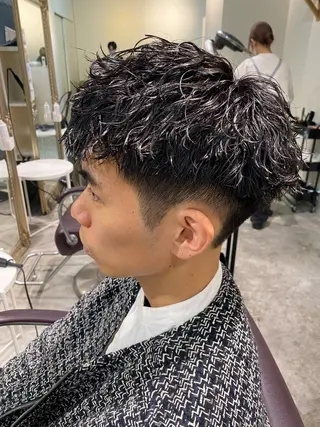 ショート パーマ メンズ パーマ特化/フェザー パーマシャドウ/真生のヘアスタイル