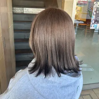 ミディアム カラー あやめ🪽 オリーブ/ハイトーンのヘアスタイル