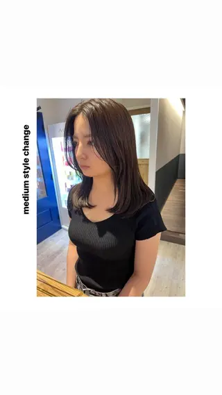 ミディアム カラー パーマ ヘアアレンジ メンズ キッズ ネイル マツエク・マツパ アイブロウ rewards成城学園前店所属・hiro【沿線で叶う 似合わせhair】のヘアスタイル