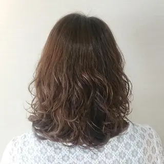 ミディアム パーマ カラー ✨ブリーチなし透明感 カラー✨ゆりかのヘアスタイル