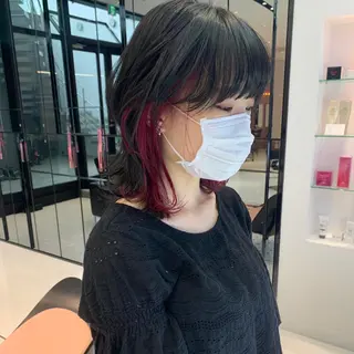 ミディアム カラー ハッシュカット/ハイ トーン/MANAMIのヘアスタイル