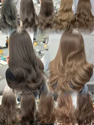 セミロング カラー 透明感カラー✨🩵 韓国ヘアkanatoのヘアスタイル