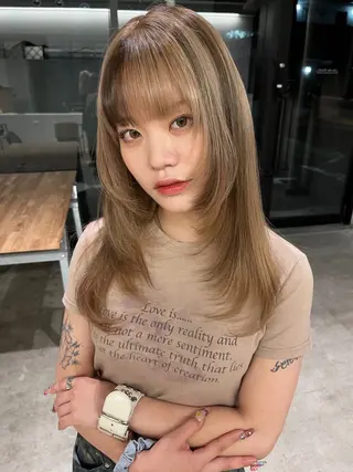 セミロング カラー yuuna/ ハッシュカット🎀のヘアスタイル