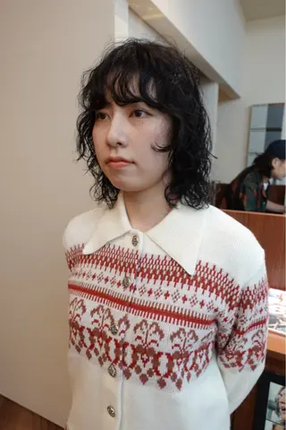 ミディアム カラー パーマ ボブパーマ/パーマ ウルフパーマのヘアスタイル