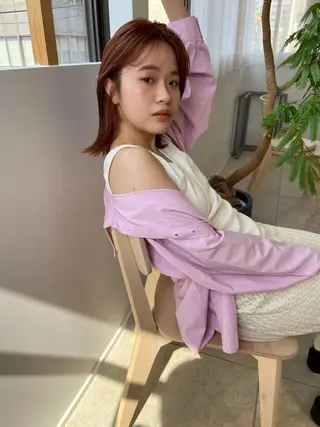 ミディアム カラー ヘアアレンジ 田中 あやなのヘアスタイル