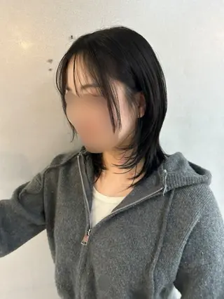 ミディアム 韓国リアルハッシュ レイヤーカットのヘアスタイル