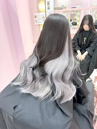 セミロング カラー ❄️💛エクステ ブリーチ❄️yukiのヘアスタイル