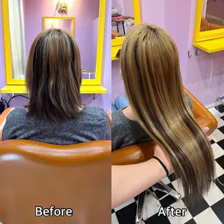 ロング シール＋ちび編み込み エクステ梅田🐨のヘアスタイル